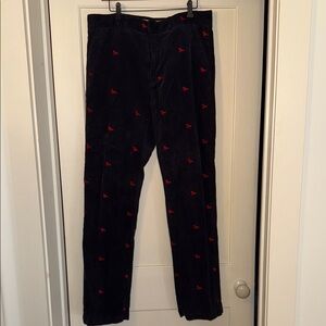 Modern Amusement Blue w/Red Bird Corduroy Pants